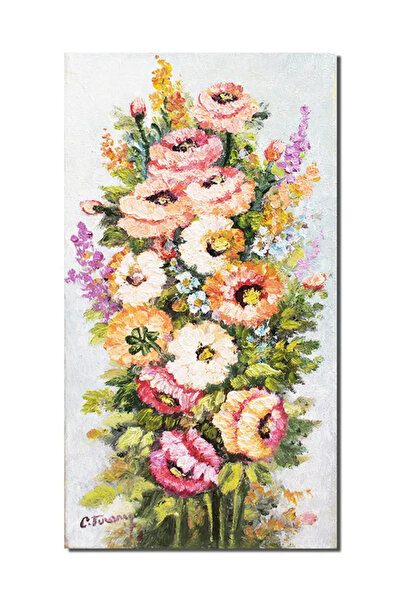 artnova Ръчно рисувана картина с многоцветни цветя, Чистота, 40x20см маслена ...