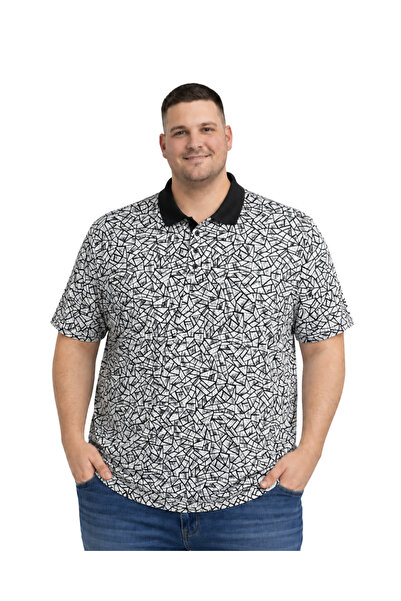 BattalModa Men's Large Size Black Polo Collar Mosaic Short Sleeve T-Shirt 3Xl...