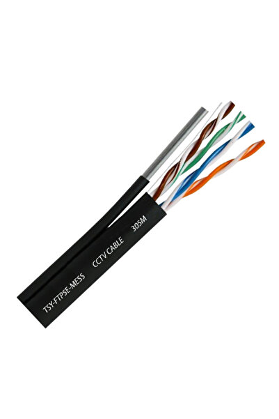 TSY Cablu FTP autoportant, cat 5E, 100% CUPRU, 305m, negru TSY-FTP5E-MESS