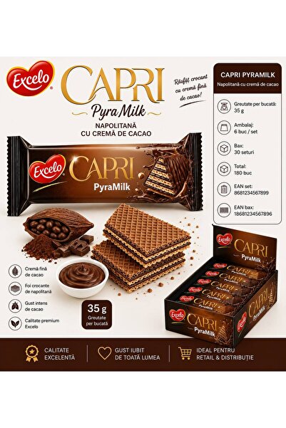 OEM WAFER CAPRI PYRAMILK 35GR (6X30=180 ΤΕΜ.)