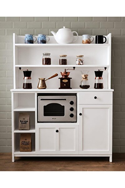 Noiss Home Decor Porto Kahve Köşesi Dolabı Mikrodalga Fırın Standı Fincan Ask...