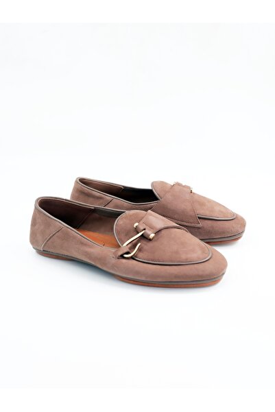 Tenau Women's Genuine Leather Ballerinas Brown Suede