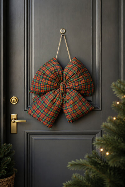 aymira home Digital Printing Plaid Bow Door Ornament Decorative Filled Soft H...