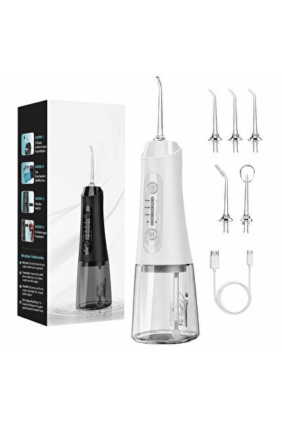 Asfal Şarjlı, Taşıma Çantalı Ağız Duşu Oral İrrigatör 320 ml IPX7 Su Geçirmez 4 Modlu Diş Temizleme Cihazı