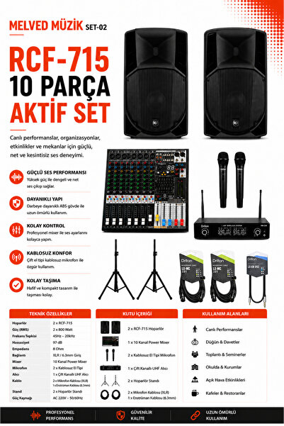 MELVED MÜZİK SET-02 RCF AKTİF HOPARLÖR DAVET EVİ KINA ORGANİZASYON DÜĞÜN SALO...