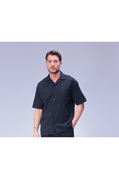 MYRAB DENİM Men's Short Sleeve Linen Shirt