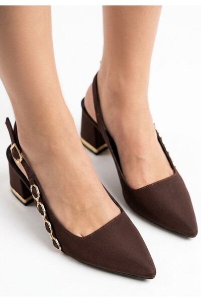 Generic Brand Merya Brown Satin Heeled Shoes