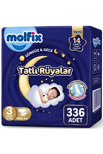 Molfix Tatlı Rüyalar Bebek Bezi 3 Beden 4-9 KG Midi 336 Adet Avantaj Fırsat Pk