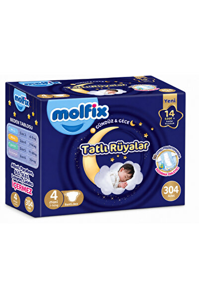 Molfix Tatlı Rüyalar Bebek Bezi 4 Beden 7-14 KG Maxi 304 Adet Avantaj Fırsat Pk