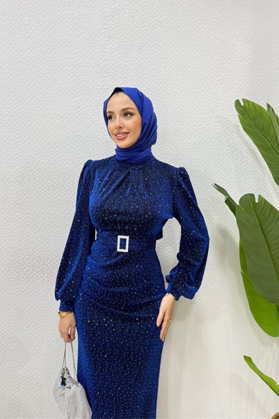 Tarzım Tuba Stoned and Glittered Hijab Evening Dress