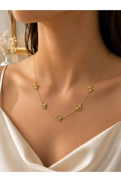Lilith Takı Gold Women's Necklace with Clover Figure |   Elegant Minimal Desi...