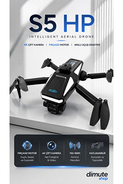 Dimute Shop S5 HP Intelligent Aerial Drone 4K Çift Kameralı Fırçasız Motorlu ...