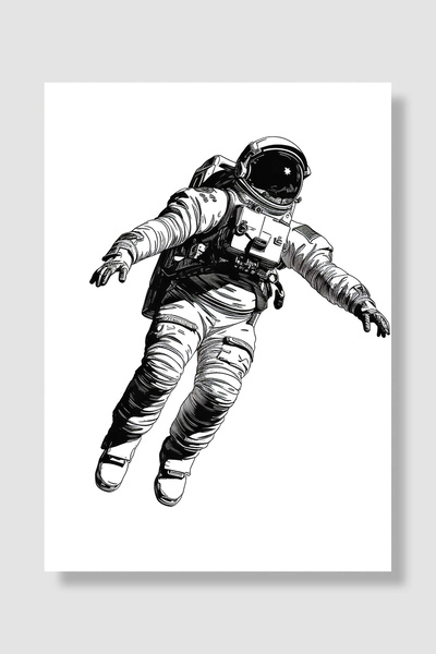 Luna Marissa Poster astronaut Desen cu cerneală alb-negru Decor de perete Art...