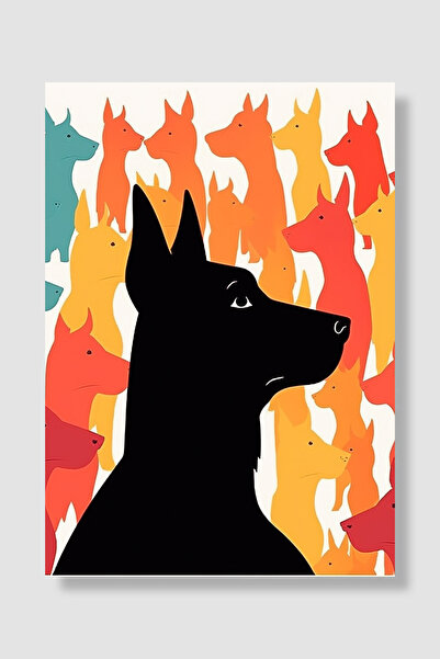 Luna Marissa Poster sa psom, silueta crnog psa, šareni psi, pop art dekoracij...
