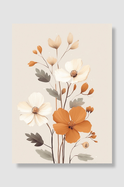 Luna Marissa Poster cu flori Anemoni crem și buchet boem cu flori portocalii ...