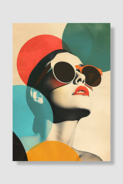 Luna Marissa Poster retro pentru femei, cercuri colorate, femeie cu ochelari ...