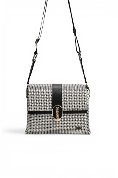 Silver Polo Black - Black Houndstooth Plaid Women's Crossbody Bag Sp1287