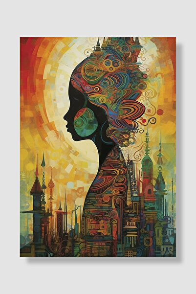 Luna Marissa Poster afričke žene, šareni apstraktni siluet, sunce, zidni deko...