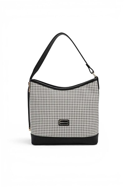 Silver Polo Black - Black Houndstooth Plaid Women's Shoulder Bag Sp1286