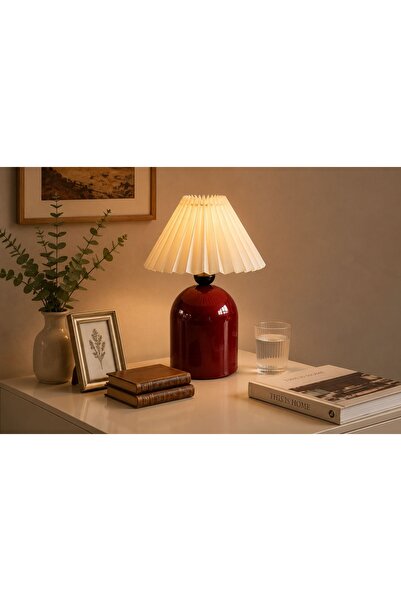Vivense FERAY PİLELİ ABAJUR, BORDO, 34 CM