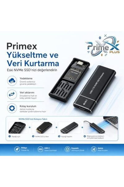 Yıldızan Avenika Store Px-M220 M.2 Nvme Ssd Enclosure, Type-C USB 3.0/3.1 10G...