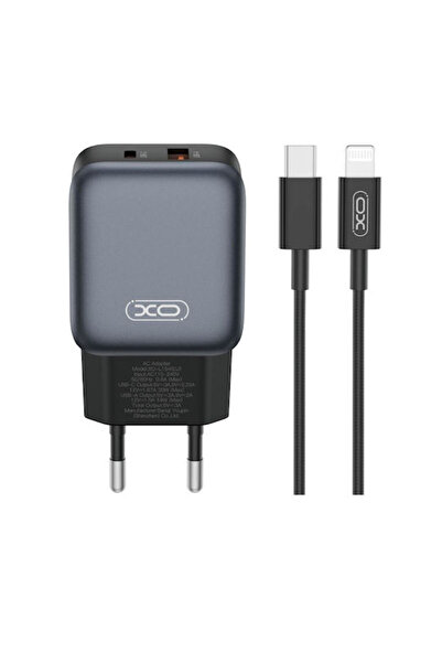 Xo Φορτιστής με θύρα USB-A και θύρα USB-C και καλώδιο USB-C σε Lightning 20W ...