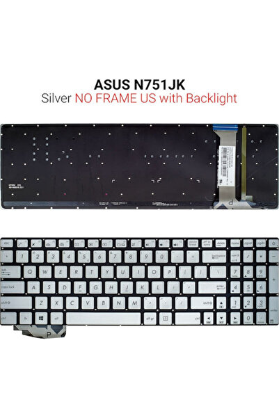 OEM Πληκτρολόγιο φορητού υπολογιστή για N751JK, φωτιζόμενο, χωρίς πλαίσιο, με...