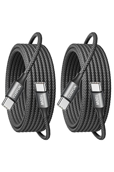 Micro USB CLEEFUN 100W USB C към USB C кабел (2м, 2 броя), 5А бързо зареждане...