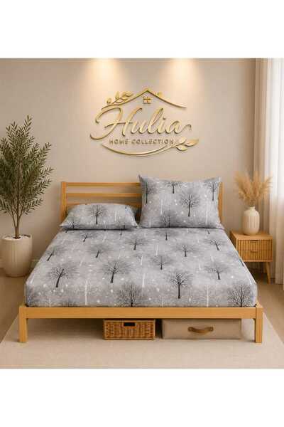 hulia home Ranforce Elastic Sheet Set with Double Pillowcases, Cotton Fitted,...