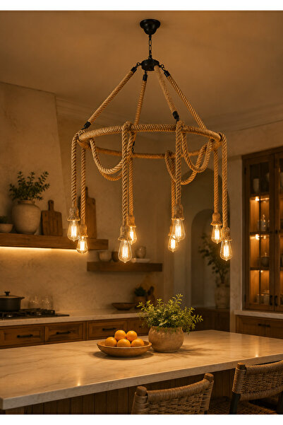 Grecia Rope Chandelier Rustic Eight Arms for Councils and Reception Halls Lar...