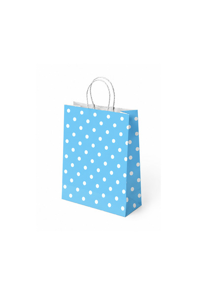 Muka Puantiye Büküm Saplı Kraft Kağıt Çanta 18x24x8 cm Pakette 24 Ad.