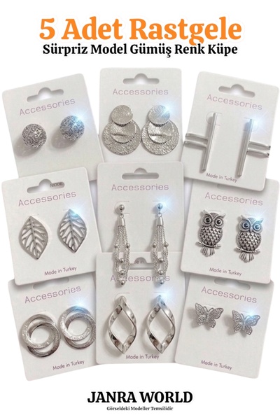 JANRA WORLD 5 Pieces Random Surprise Model Earring Set - Special Gift for Lov...
