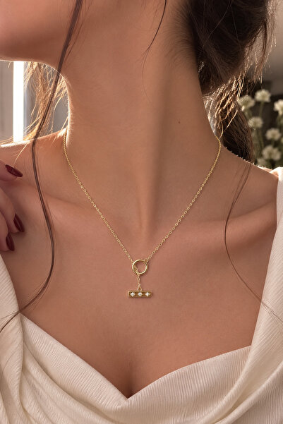 XUPING JEWELRY Zarif geçme kilit Zirkon taş detaylı 14k gold kolye