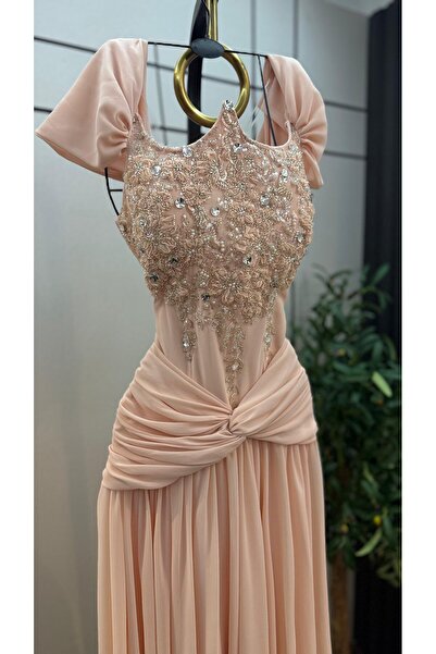 NUHAIRa Handmade Sequin Beading Chiffon Evening Dress