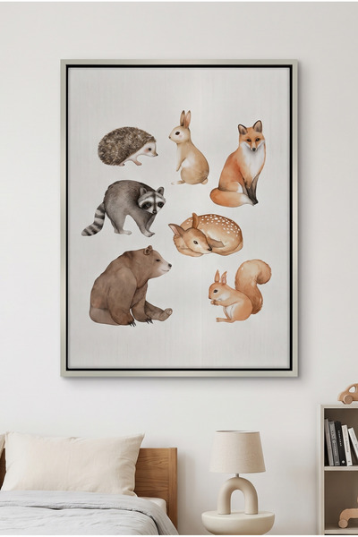 Jasmine Art Woodland Animals Kids Wall Art | Portrait Framed Canvas Print | L...