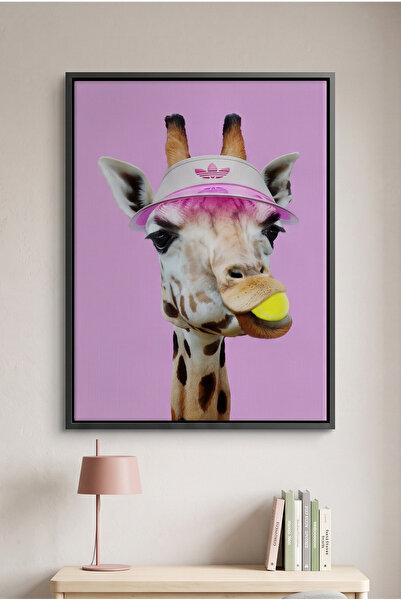 Jasmine Art Tennis Giraffe Kids Wall Art | Portrait Framed Canvas Print | Lux...