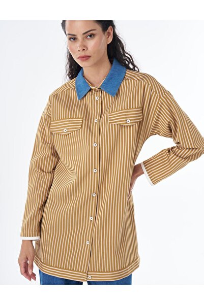 KYR Collar Detailed Viscose Tunic Mustard