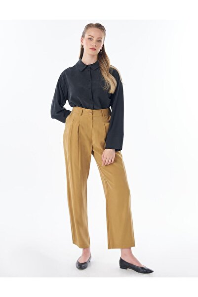 KYR High Waist Pleated Modal Trousers Dark Mustard