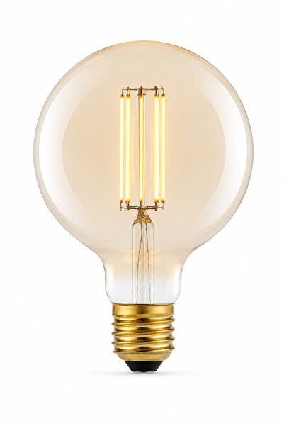 Helios Ledmar Ledmar HS-2062 6W G125 Rustik LED Ampul E27 Amber Gün Işığı Dek...