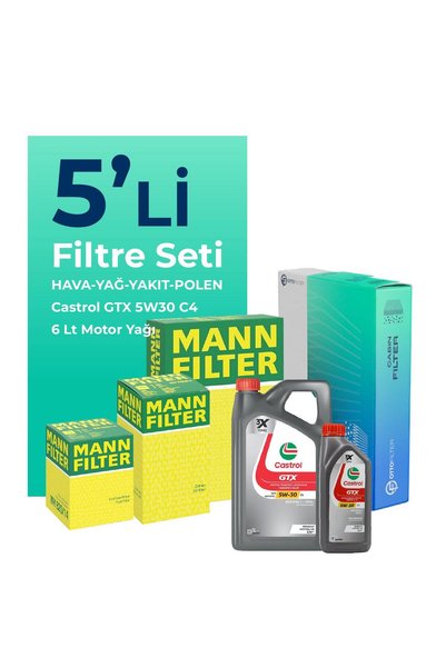 Mann-Filter Nissan Qashqai 1.6 Dizel Filtre Bakım Seti CAST ROL Motor Yağlı (2007-2013) 5 Li