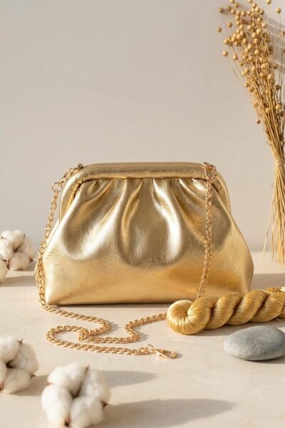 I Love Shoes Talleri Gold Matte Leather Women's Bag