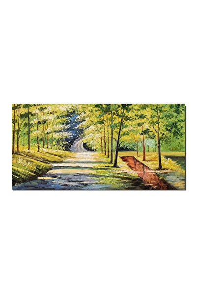 artnova Tablou gigant peisaj din padure pictat manual, Oaza de liniste, 140x7...