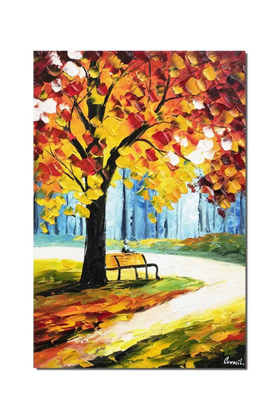 artnova Ръчно рисувана картина на парков пейзаж, 60x40 см, маслена на платно,...