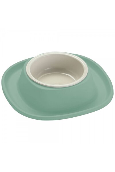 Georplast Volcano Soft Touch Single Pet Bowl Green with Integrated Spill Catc...