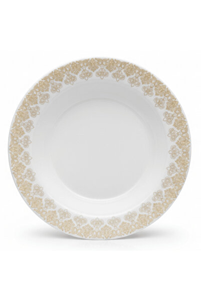 Borosil Larah by White & Gold Opalware Soup Plate 9 Inch
