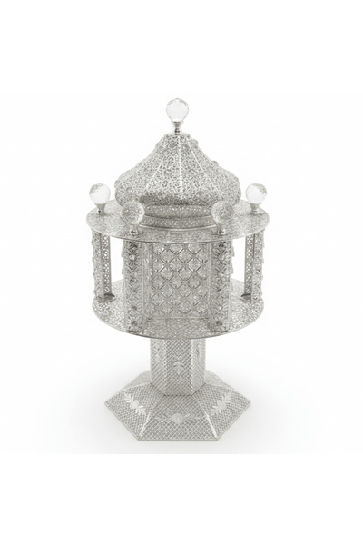 AKDC Pilsco Silver Incense Burner Ornate Filigree Mabkhara - 65 × 35 cm