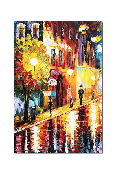 artnova Ръчно рисувана картина, На улицата на фенерите, 60x40см, маслена на п...