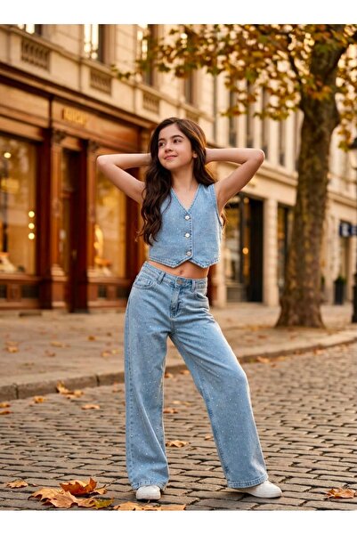 İ&K ŞIMARIK KİDS İ&K Şimarik Stone-Embellished Vest and Pants Two-Piece Suit