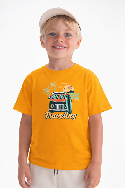 Erkek Çocuk Beach Surfing Baskılı Kısa Kol Tshirt