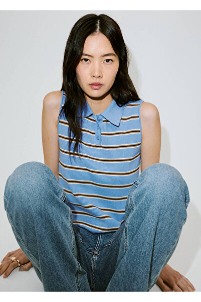 MANGO Woman Striped ribbed vest